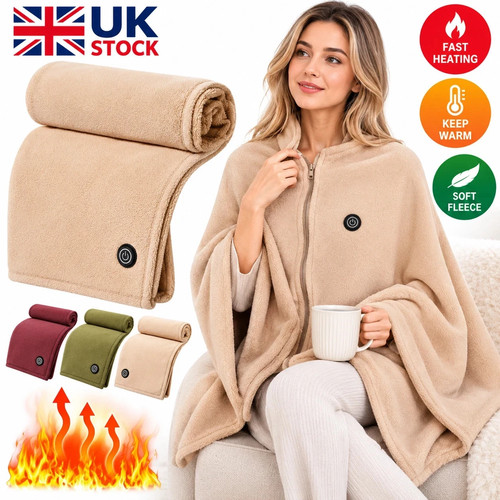 Heated fleece poncho for - fleece,