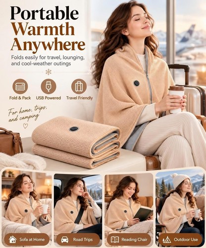 Usb heated poncho - heated, blanket
