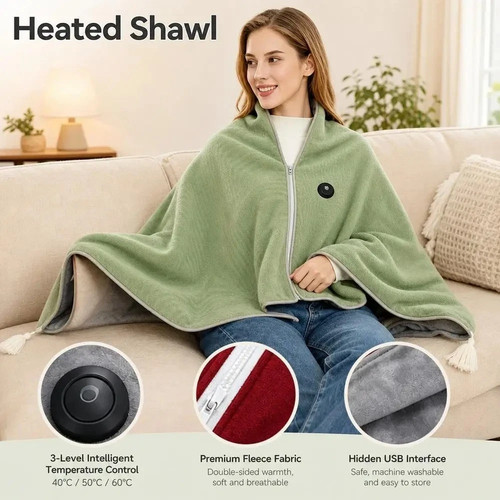 Heated fleece poncho - poncho, women