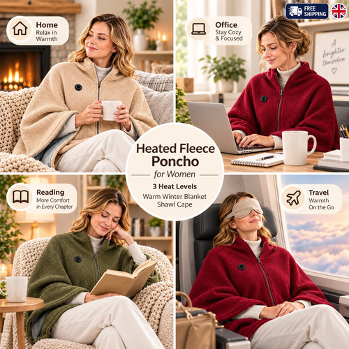 Heated fleece poncho for women - fleece,