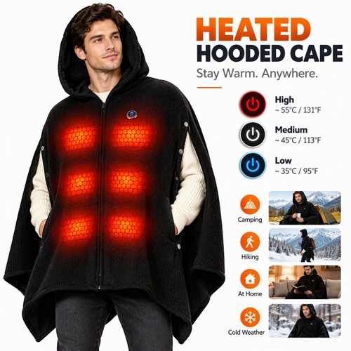 Wearable warm poncho - wearable, usb
