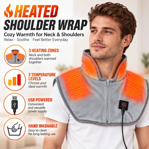 Heated wearable shawl blanket - heated,