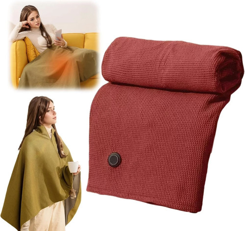 Portable heated shawl maroon - heated, shawl,