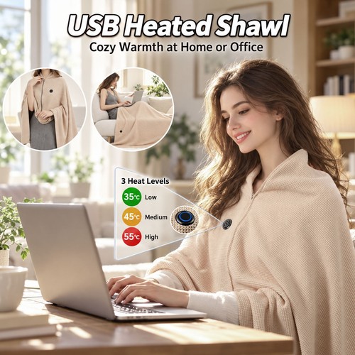 Electric heated shawl usb - shawl,